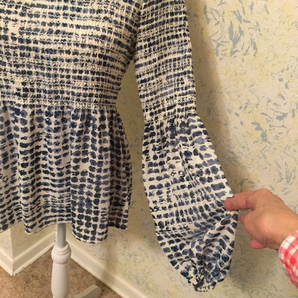 Ivanka Trump Small P. Long Sl Blouse Blue White - Picture 5 of 7